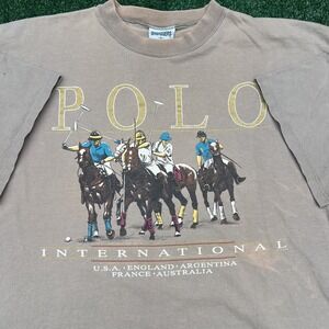 Vintage Danaggers Polo International T-Shirt XL Beige Faded USA Made Grunge  90s